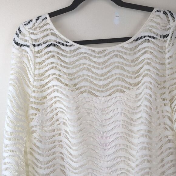 Lilly Pulitzer Topanga Dress Cameo White Wavy Knit Lace Size L NWT - Picture 9 of 15